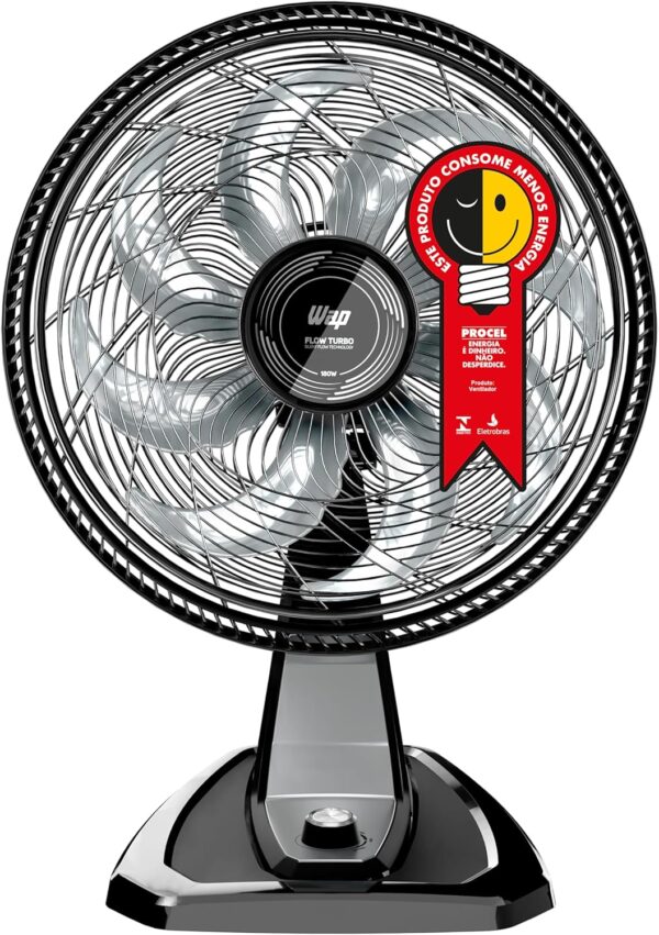 WAP Ventilador de Mesa e Parede 50cm FLOW TURBO, com Tecnologia Silenciosa e Econômica, 8 Pás e 3 Velocidades, 180W 127V